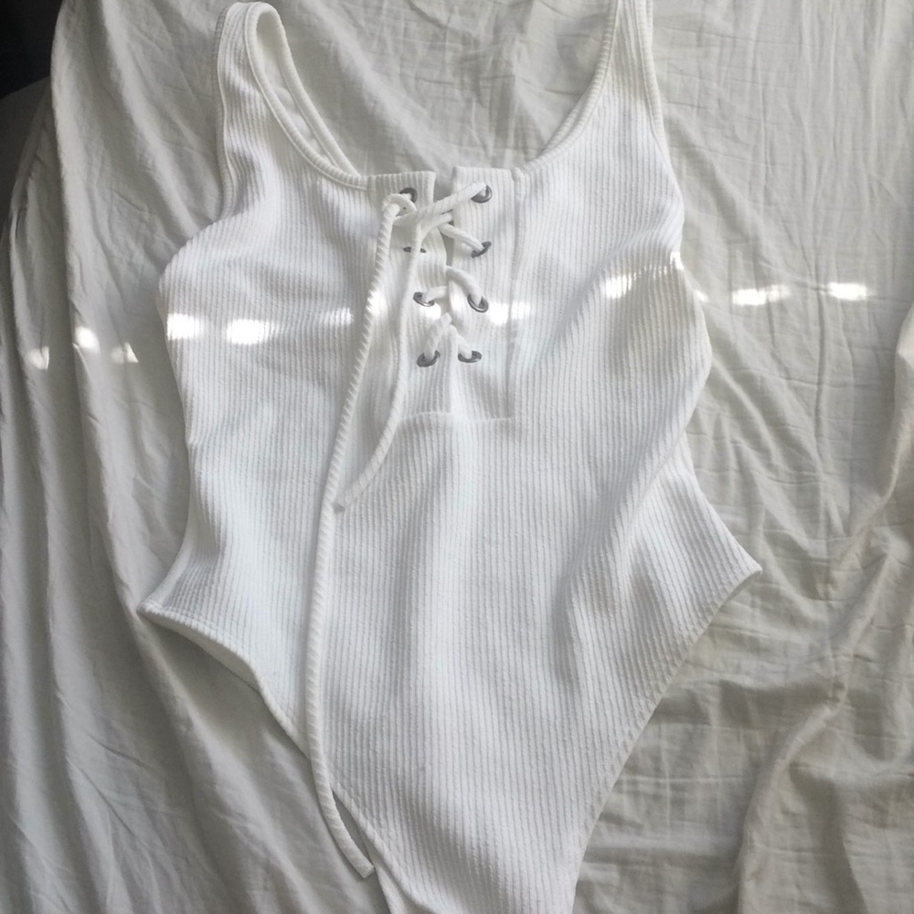 Lace Up White Bodysuit